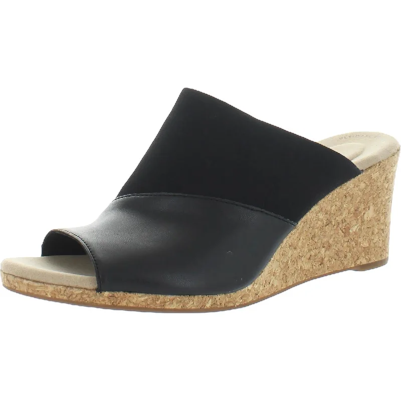 Clarks Collection Women's Lafley Wave Leather Suede Wedge Mule Sandal