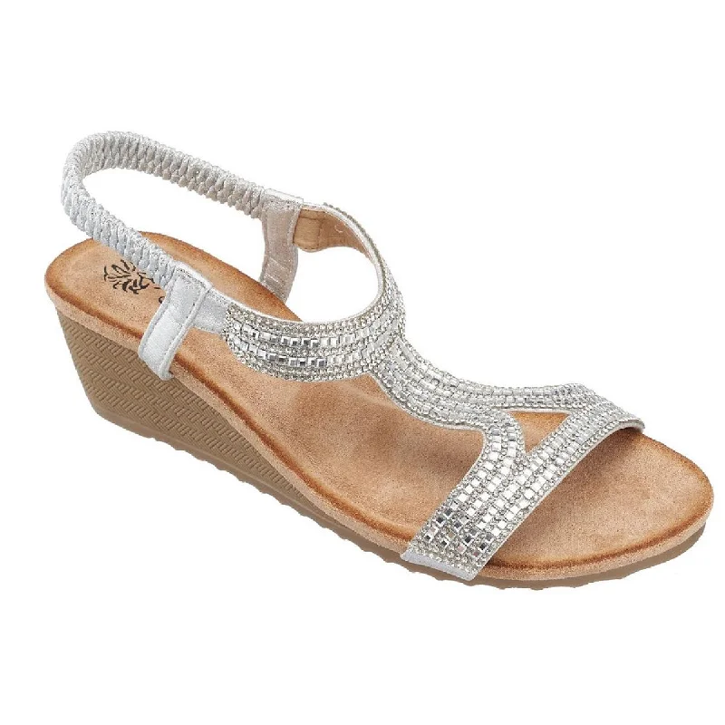 GC Shoes Womens Coretta Slingback T-Strap Wedge Sandals