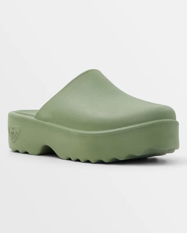 Maddy Platform Clogs - Oil Green