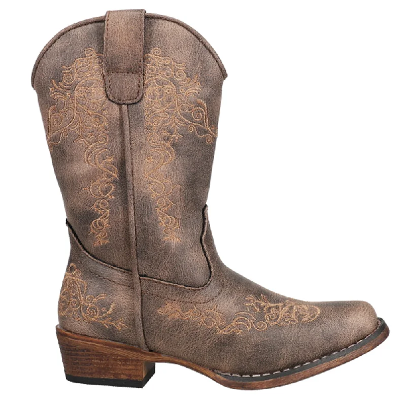 Riley Scroll Snip Toe Cowboy Boots (Little Kid)