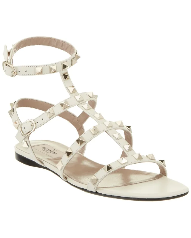 Valentino Rockstud Caged Leather Ankle Strap Sandal