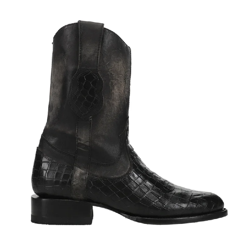 Winston Alligator Print Round Toe Cowboy Boots