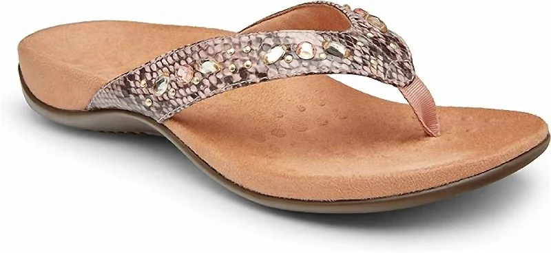 Women's Lucia Snake Thong Sandal In Camelia