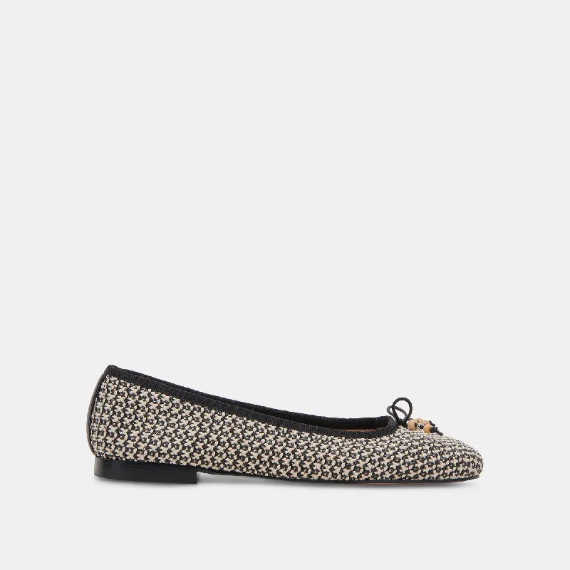 CACY BALLET FLATS WHITE BLACK RAFFIA