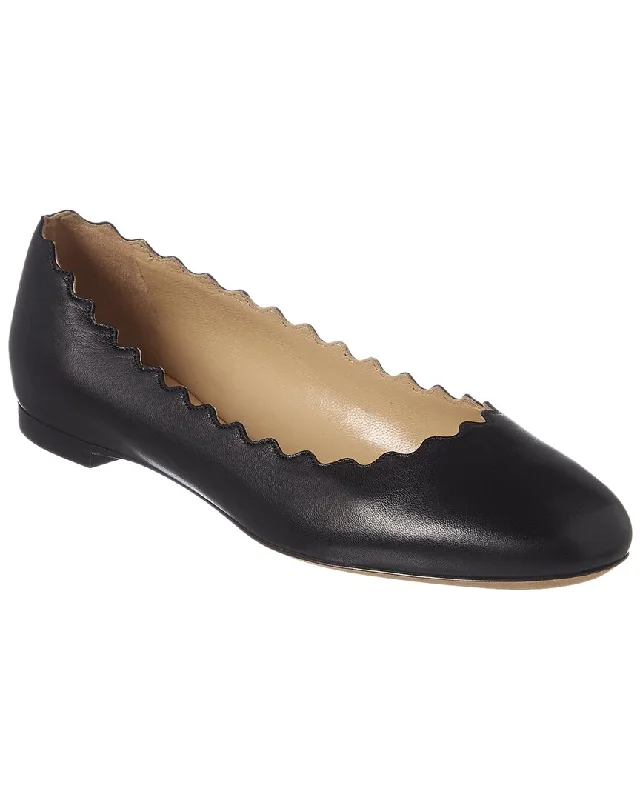 Chloé Lauren Scalloped Leather Ballerina Flat