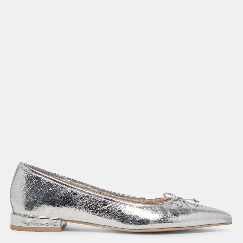 Palani Ballet Flats Silver Distressed Leather