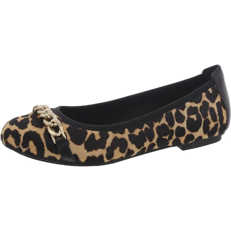 Pera Womens Calf Hair Leopard Print Ballet Flats