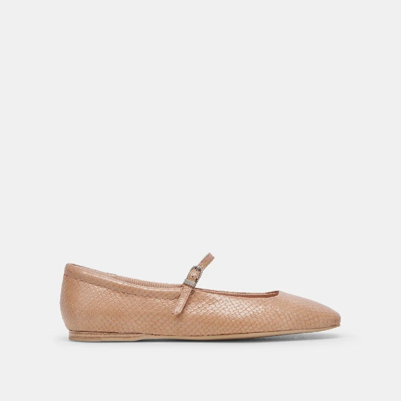 REYES BALLET FLATS TOFFEE SNAKE EMBOSSED