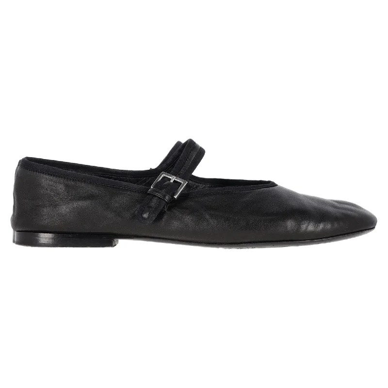 The Row Boheme Mary Jane Ballet Flats in Black Lambskin Leather