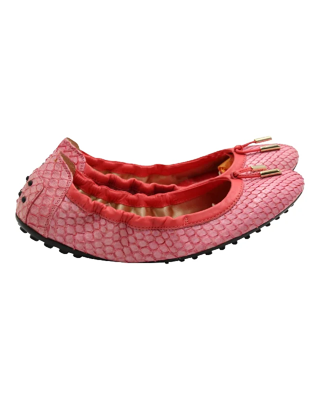 Tod's Ballerina Dee Laccetto Flats in Pastel Pink Leather