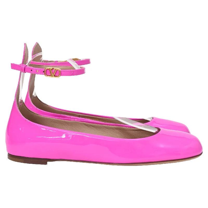 Valentino Garavani Tan-Go Ballerina Flats in Pink Patent Leather