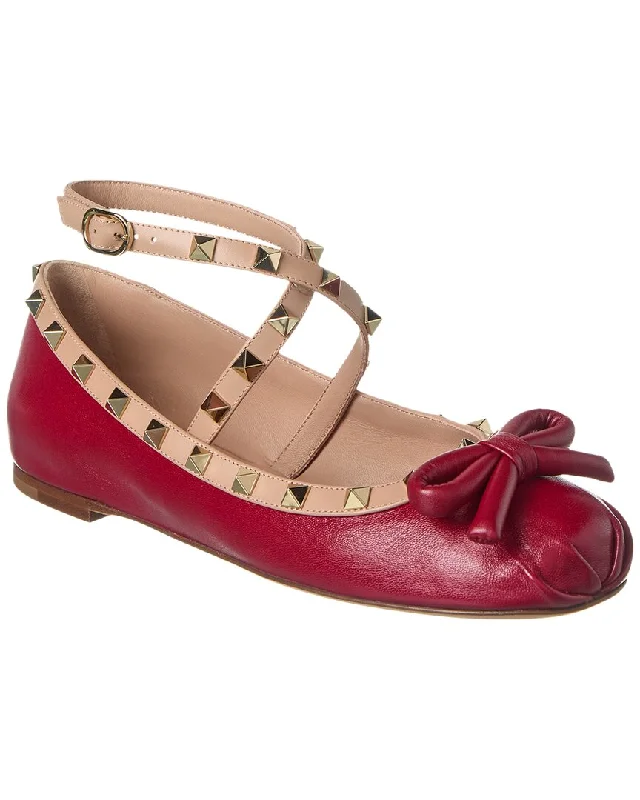 Valentino Rockstud Leather Ballerina Flat