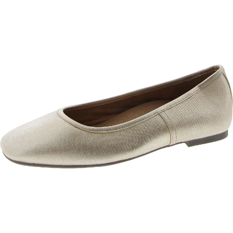 Vionic Womens Orinda Leather Square Toe Ballet Flats