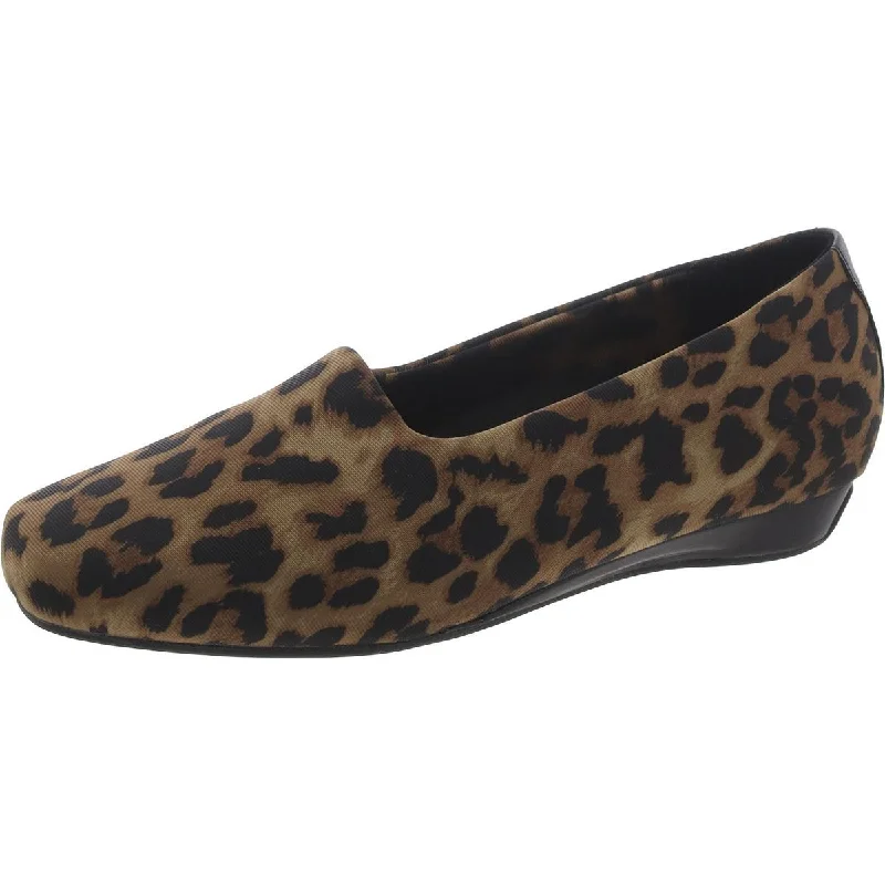 Vionic Womens Powell Leopard Print Square Toe Flat Shoes