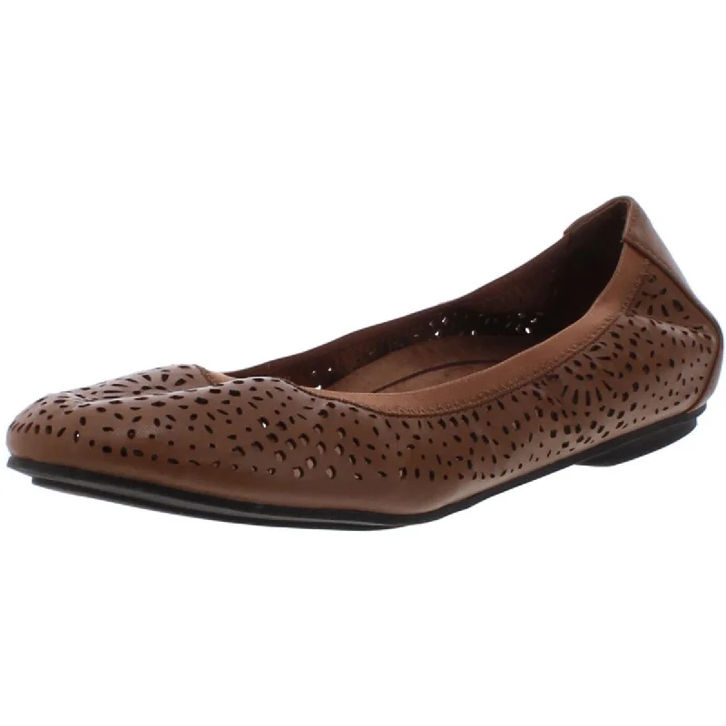 Vionic Womens Robyn Leather Perforated Ballet Flats