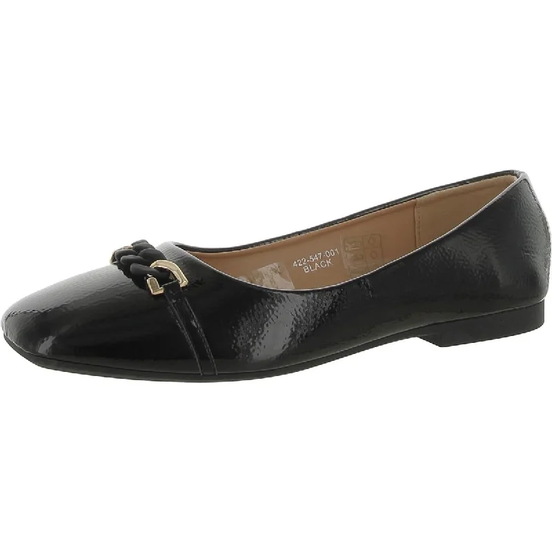 VOI & NOI Womens Faux Leather Slip On Ballet Flats