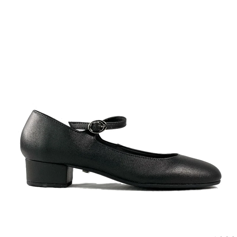 'Gracie' Mary-Jane vegan leather Low-Heels by Zette Shoes - Black