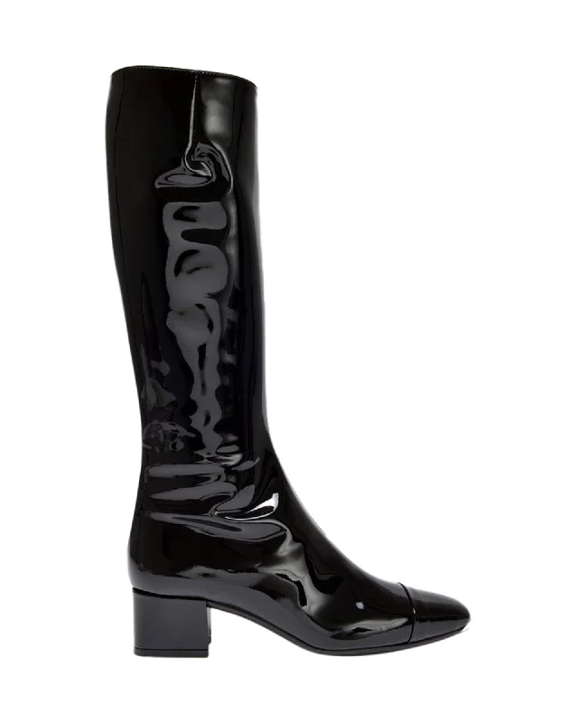 Malaga Boots in Black Patent Leather