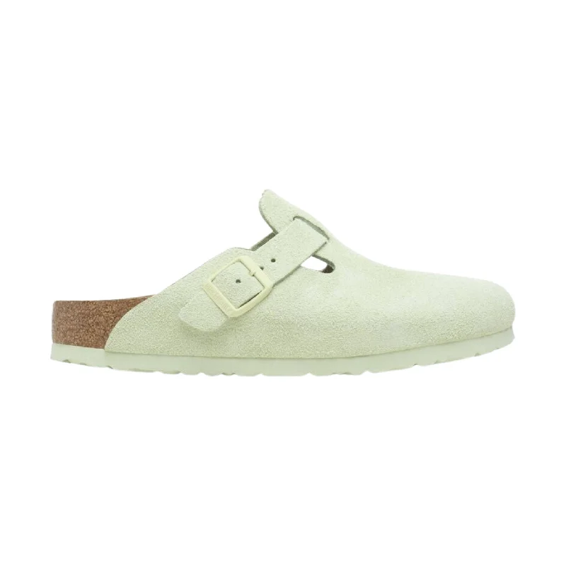 Birkenstock Boston Soft Footbed Suede Leather Clog - Faded Lime