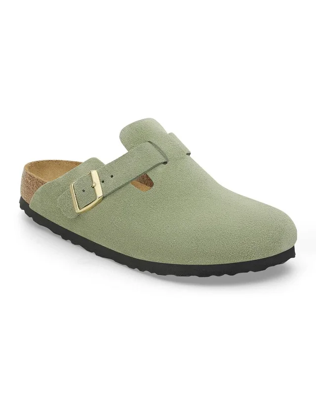 Boston Soft Footbed Suede Leather (Narrow) (Green Tea)