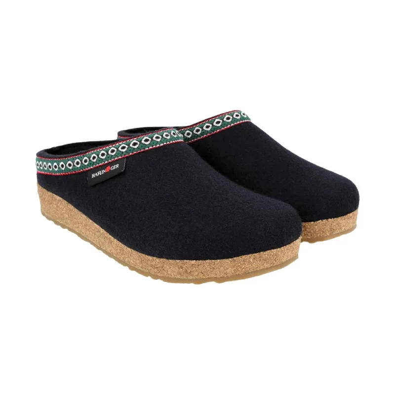 Haflinger Classic Wool Grizzly Clog - Navy