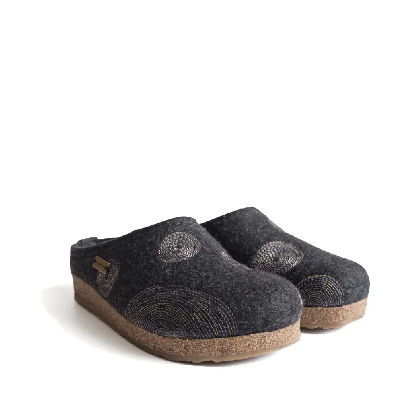 Haflinger Women's Spirit Wool Clog in Charcoal