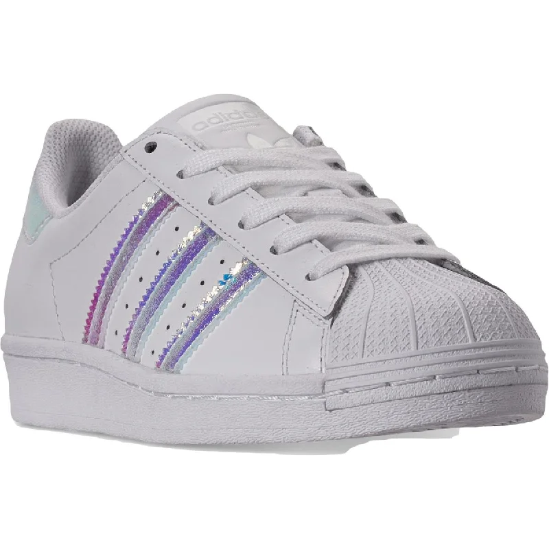 Superstar J Womens Iridescent Lace Up Casual and Fashion Sneakers